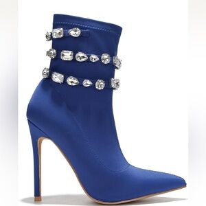 Elegant Blue Stiletto Ankle Boots